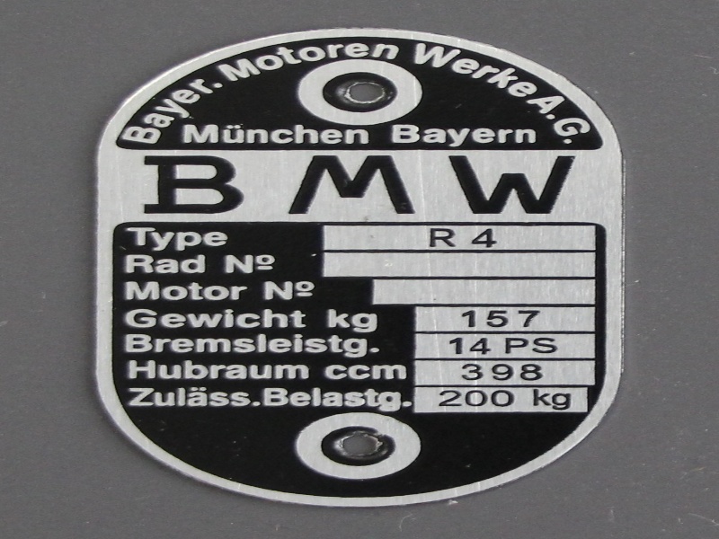 Typenschild BMW R4
