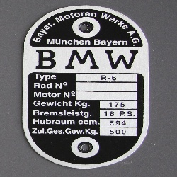 Typenschild BMW R6