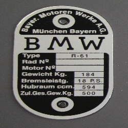 Typenschild BMW R61