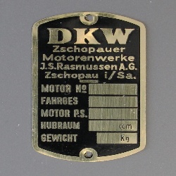 Typenschild DKW Zschopauer