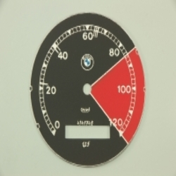Zifferblatt für Tachometer BMW R12, R75 WH bis 120km