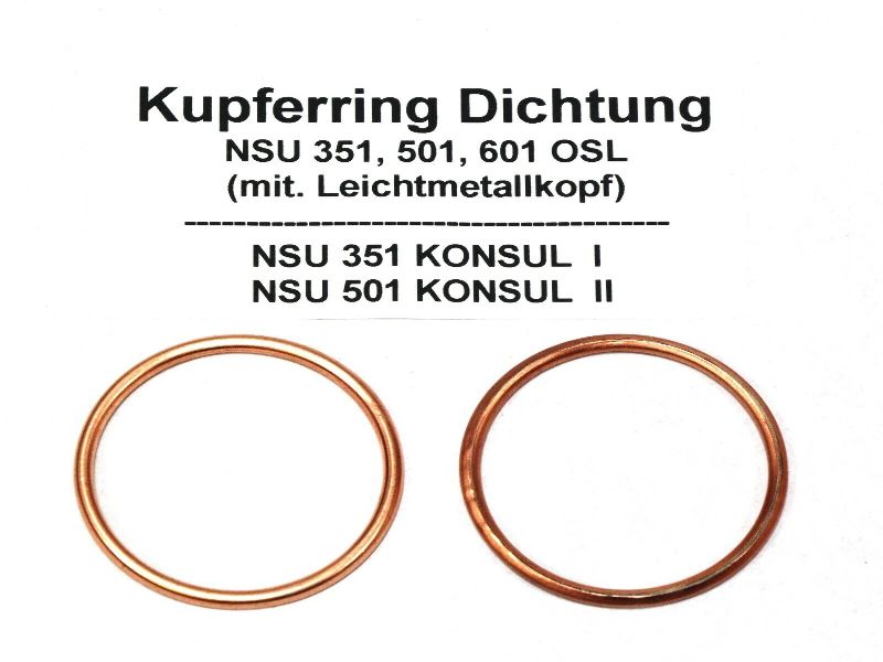 2x (1Paar) Krümmer Dichtung Kupferring für NSU 351, 501, 601 OSL KONSUL I, II