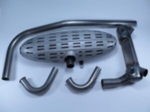 Auspuffanlage / Auspuff für BMW R75 Motorrad, 6-teilig mit Schutzgitter