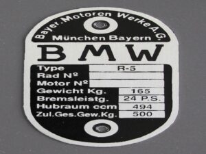 Typenschild BMW R5