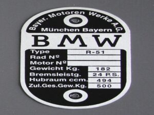 Typenschild BMW R51