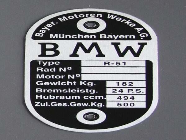 Typenschild BMW R51
