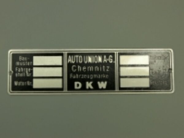 Typenschild DKW CHEMNITZ II leer