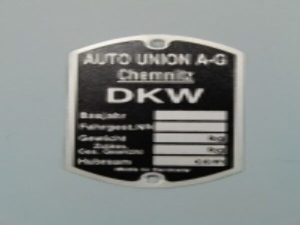 Typenschild DKW Chemnitz, leer
