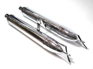 Auspufftöpfe Links & Rechts passend für ZÜNDAPP DB 200, 201, 202, neu, verchromt