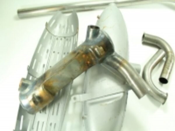 Auspuffanlage / Auspuff für BMW R75 Motorrad, 6-teilig mit Schutzgitter – Bild 4
