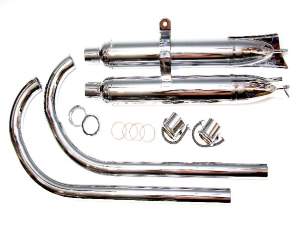 Auspuffanlage für DKW 200, 250, NZ, SB, KM, LUXUS, Motorräder Ver. 605/70 mm, verchromt