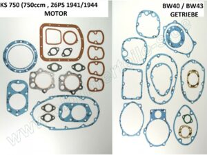 Dichtungssatz für Zündapp KS 750 Motorräder, mit Getriebe, Beiwagen BW 40 oder BW 43