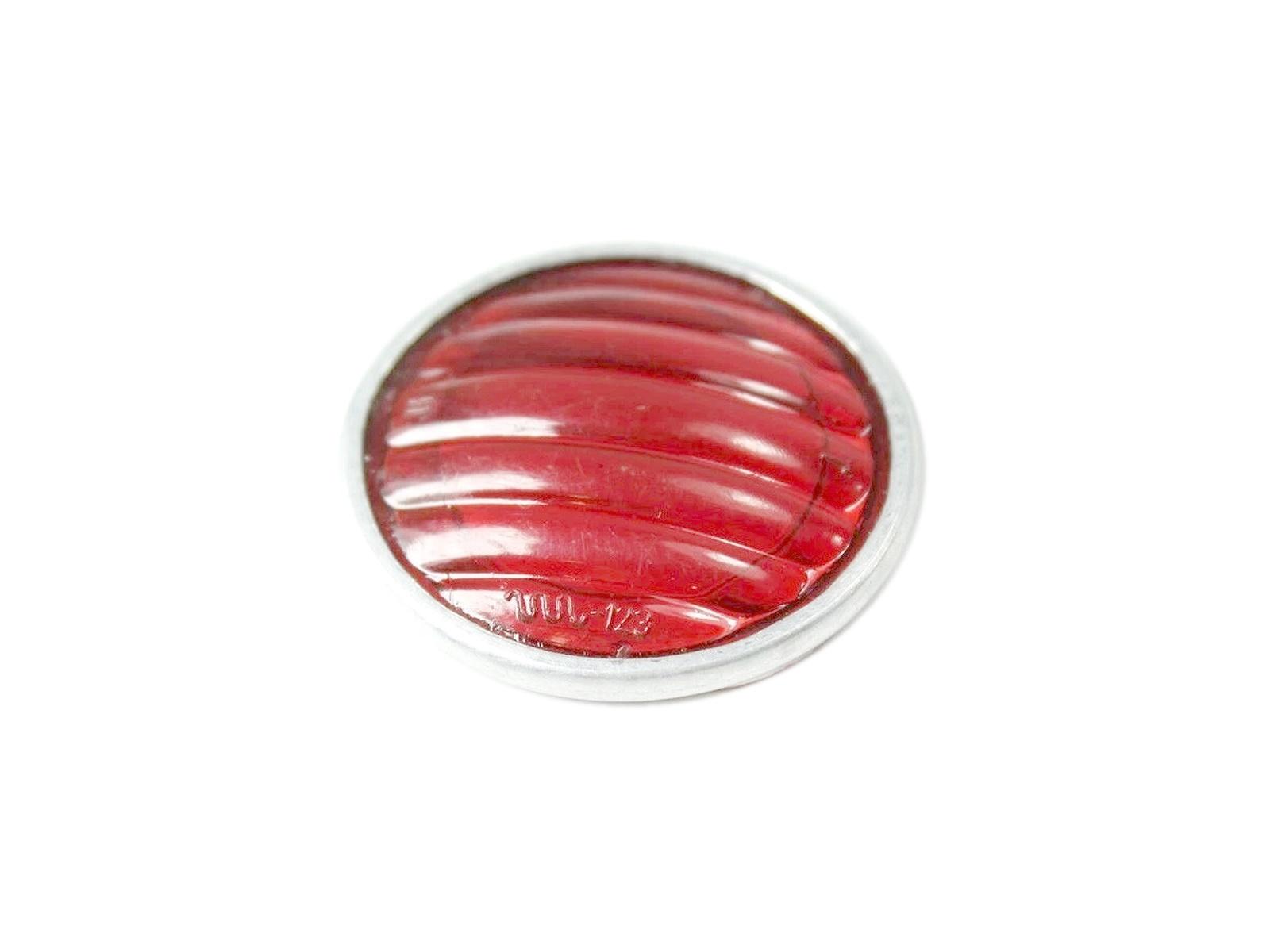 Rücklichtglas für HELLA Rücklichter – rotes, geripptes Kunststoffglas mit Aluminiumfassung, Ø 30 mm