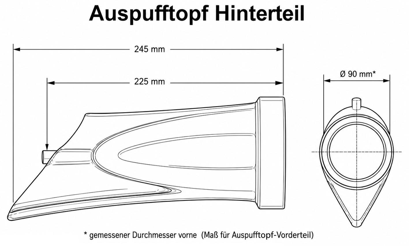 Auspufftopf Hinterteil DKW 500 SB, DKW 500 SB Luxus, Ø 90 mm, verchromt – Bild 5
