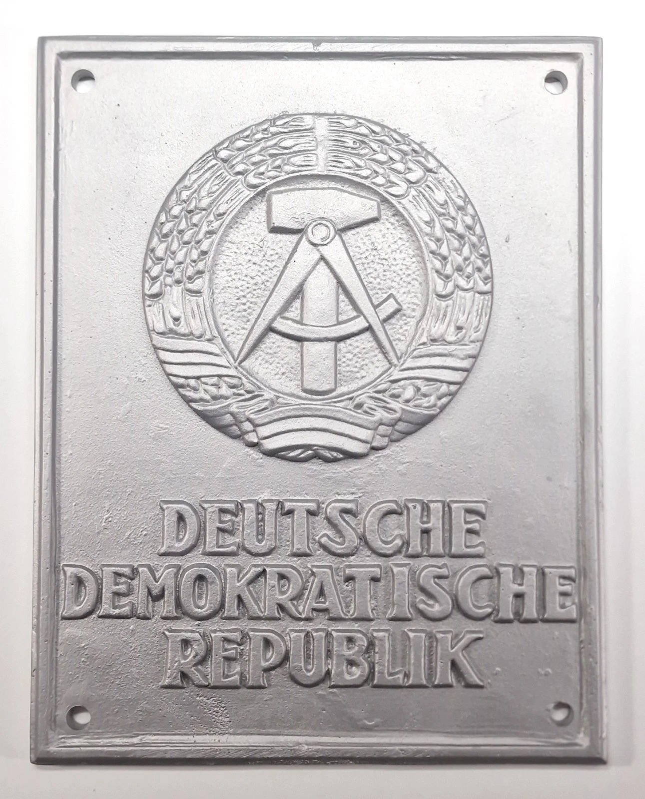 DDR Grenzschild Deutsche Demokratische Republik Replik Aluminiumguss 26x21cm